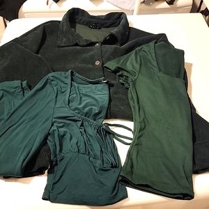 Lot Sale: 3 Dark Green Tops (Shein, PaperMoon & Blu Pepper)